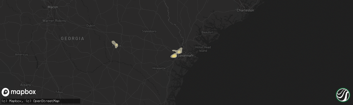 Hail map in Pooler, GA on August 8, 2014