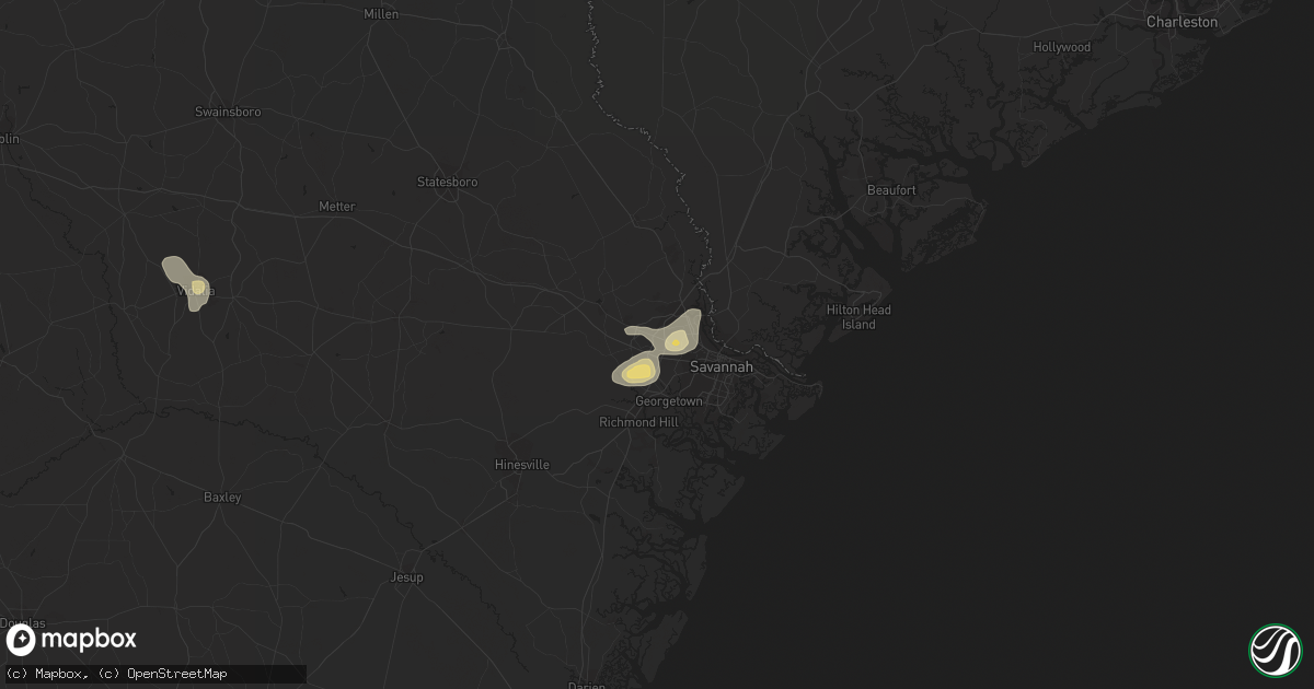 Hail map in Pooler, GA on August 8, 2014
