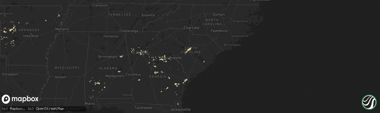 Hail map in South Carolina on August 8, 2014