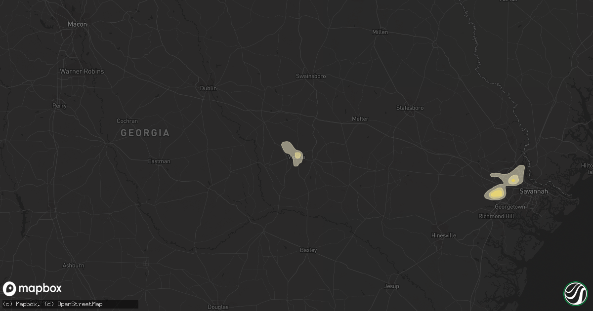 Hail map in Vidalia, GA on August 8, 2014