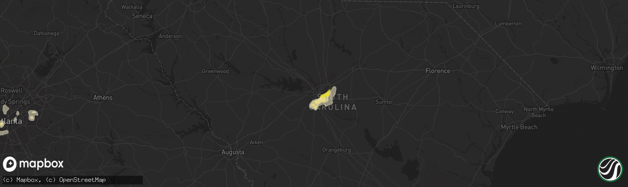 Hail map in West Columbia, SC on August 8, 2014