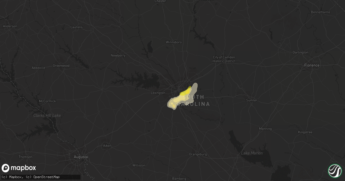 Hail map in West Columbia, SC on August 8, 2014