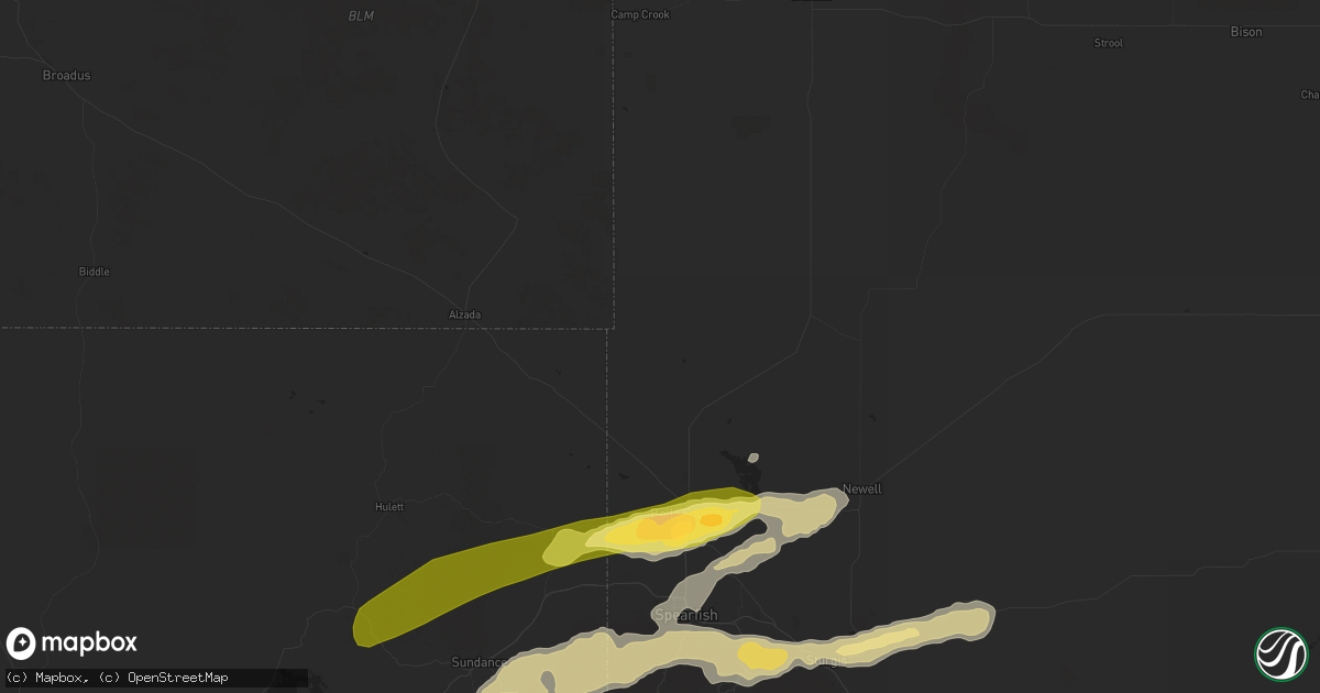Hail map in Belle Fourche, SD on August 8, 2015