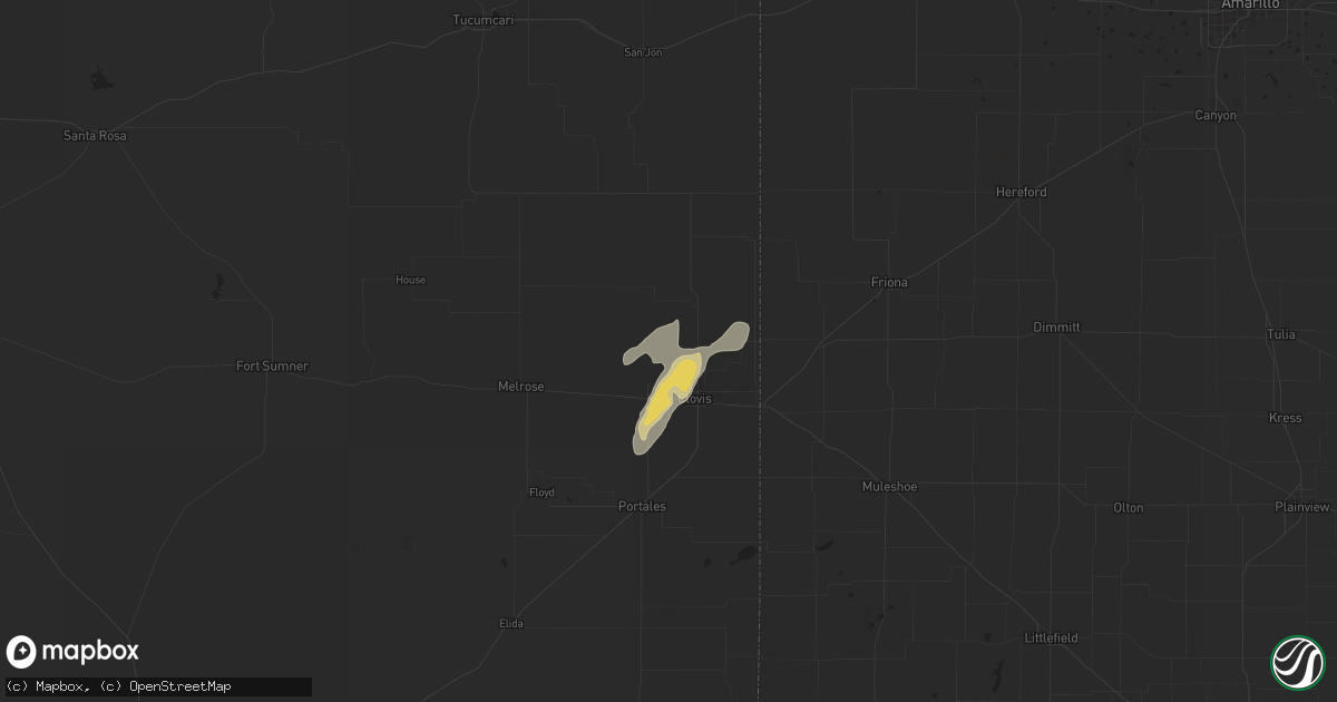 Hail map in Clovis, NM on August 8, 2015
