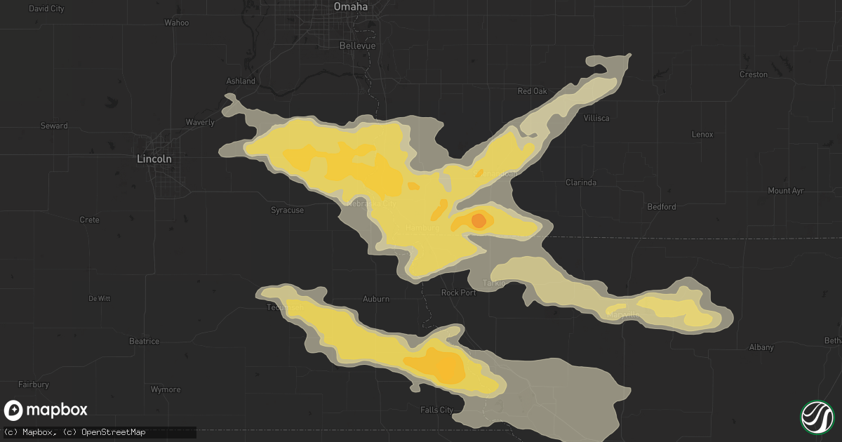 Hail map in Hamburg, IA on August 8, 2015