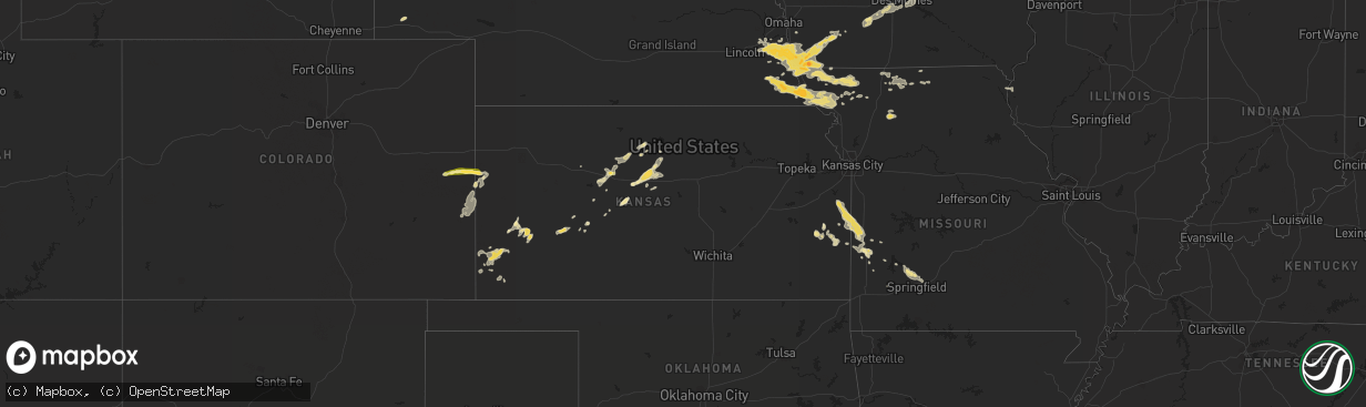 Hail map in Kansas on August 8, 2015