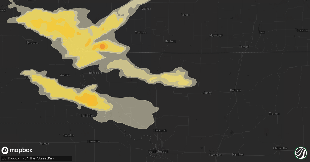 Hail map in Maryville, MO on August 8, 2015