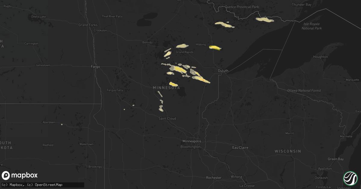 Hail map in Minnesota on August 8, 2015