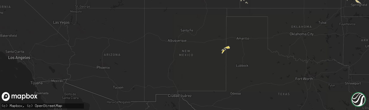 Hail map in New Mexico on August 8, 2015