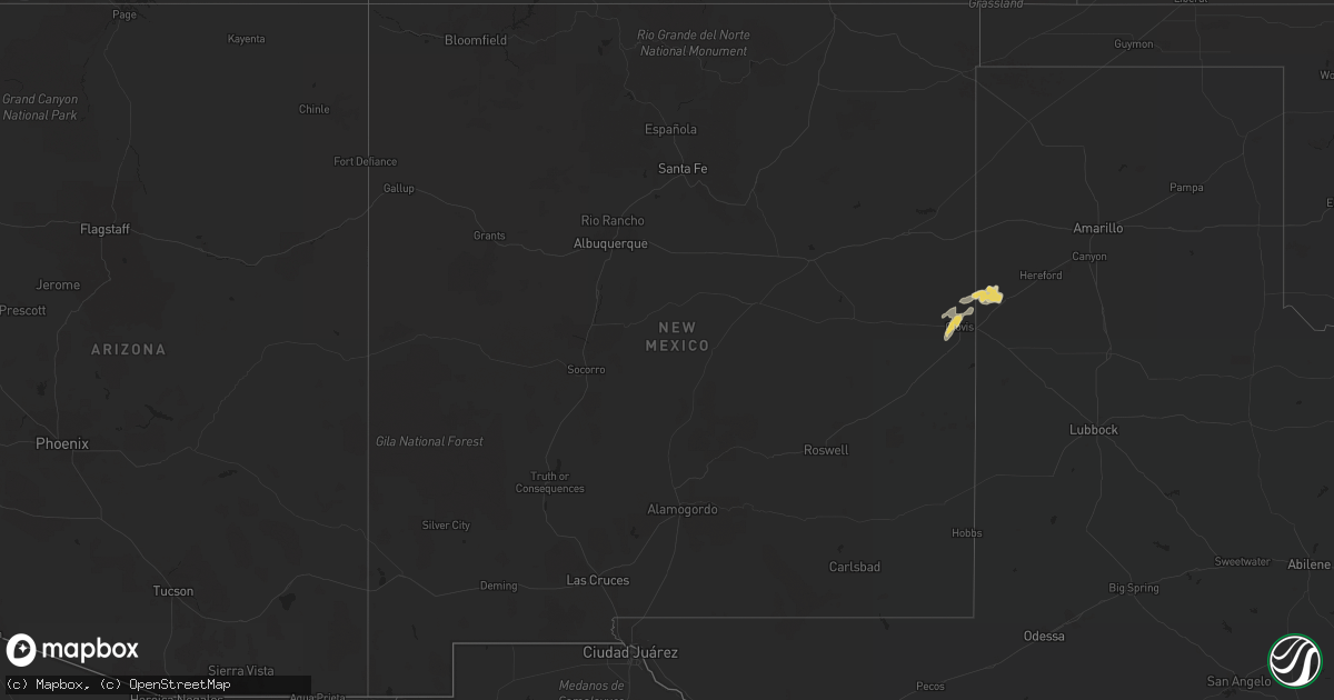 Hail map in New Mexico on August 8, 2015