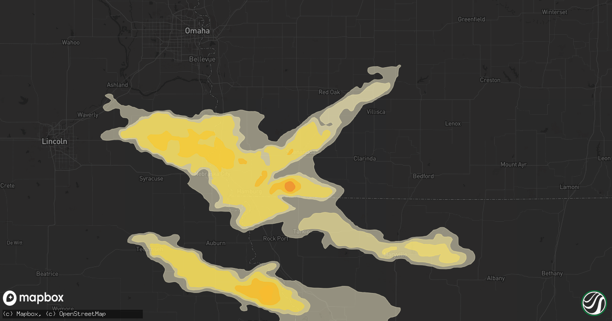 Hail map in Shenandoah, IA on August 8, 2015