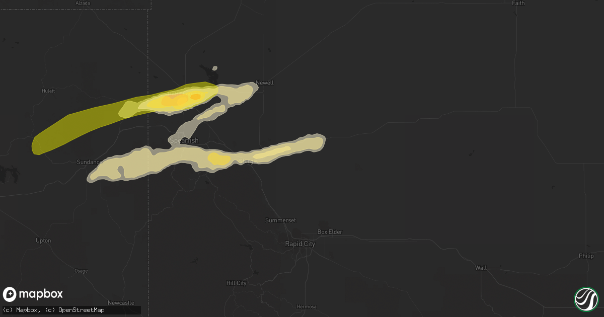 Hail map in Sturgis, SD on August 8, 2015