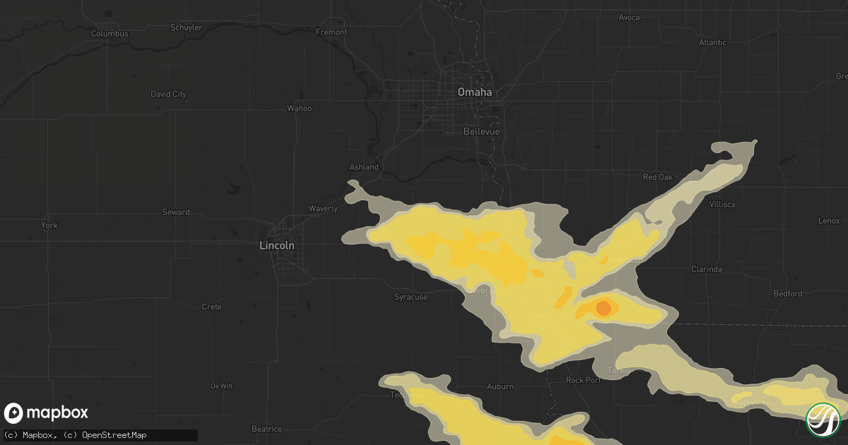 Hail map in Weeping Water, NE on August 8, 2015