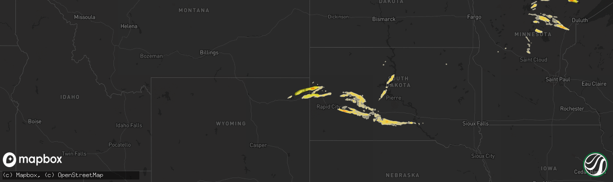 Hail map on August 8, 2015