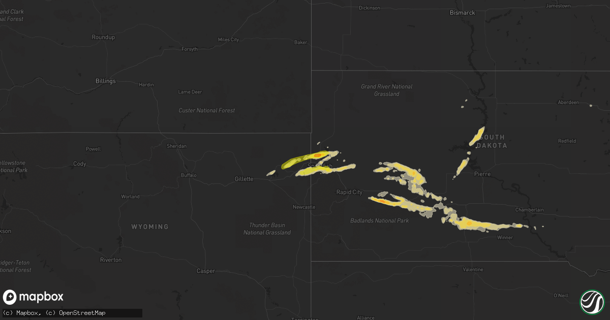Hail map on August 8, 2015