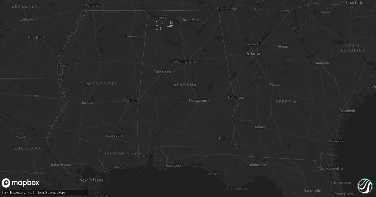 Hail map in Alabama on August 8, 2016