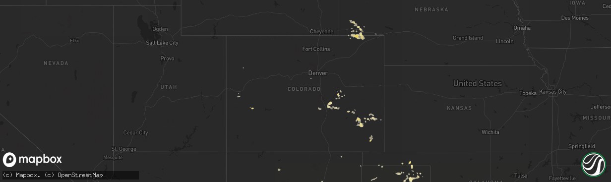 Hail map in Colorado on August 8, 2016