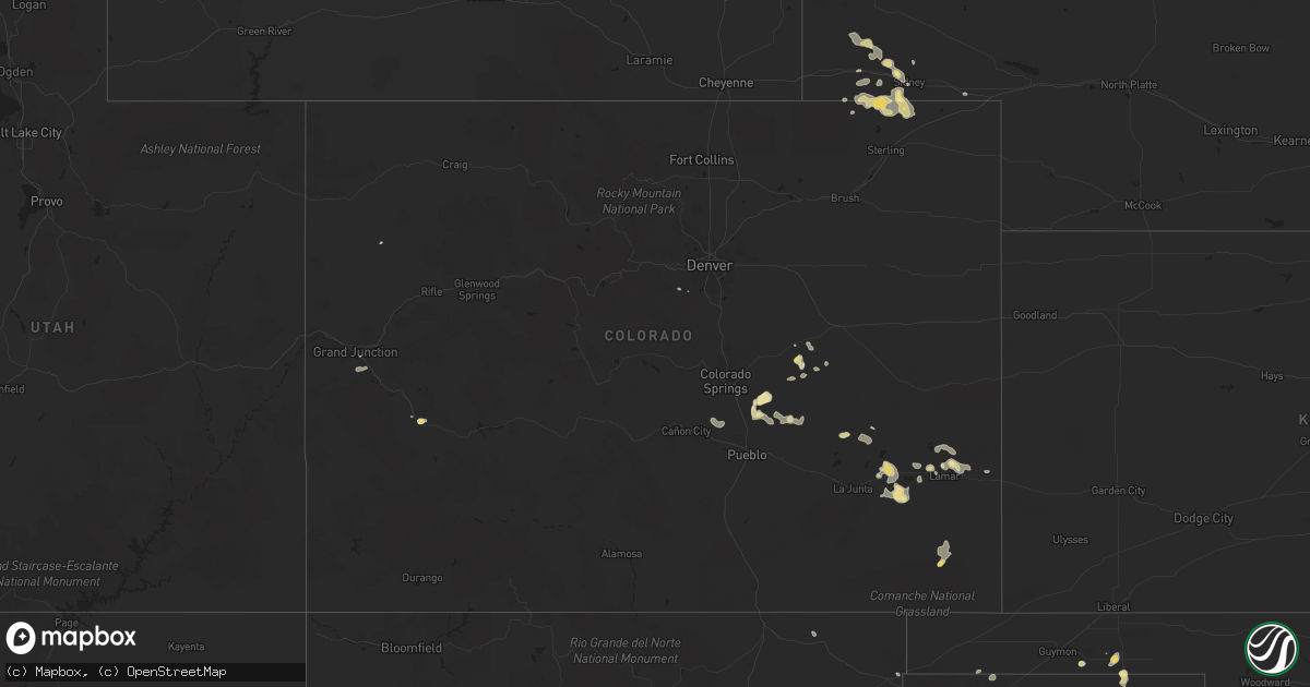 Hail map in Colorado on August 8, 2016