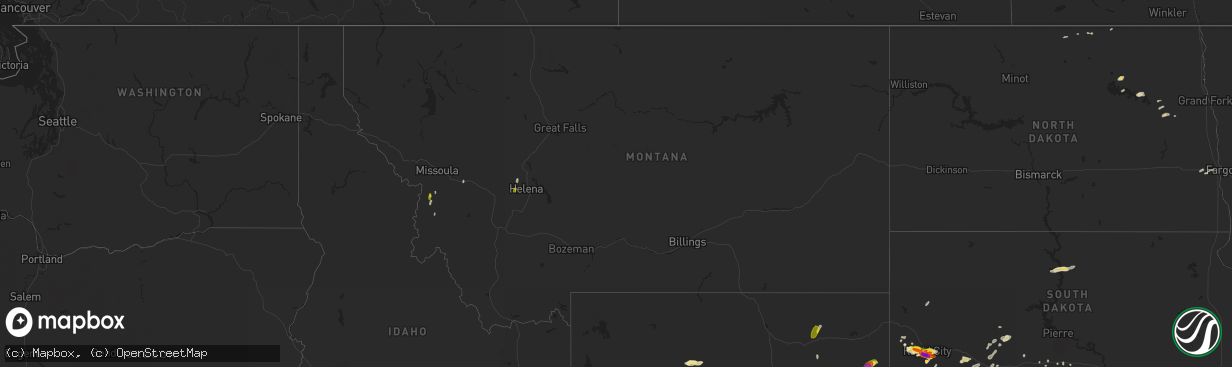 Hail map in Montana on August 8, 2016