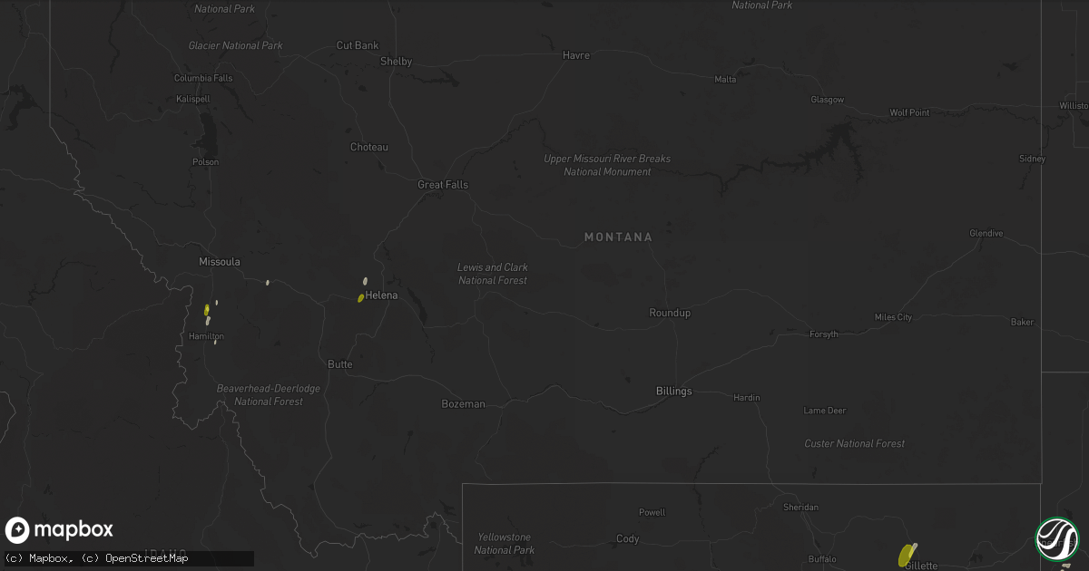 Hail map in Montana on August 8, 2016
