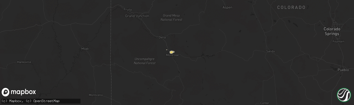 Hail map in Montrose, CO on August 8, 2016