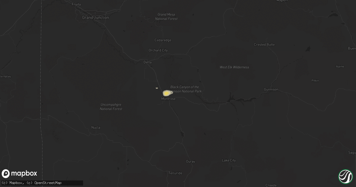 Hail map in Montrose, CO on August 8, 2016