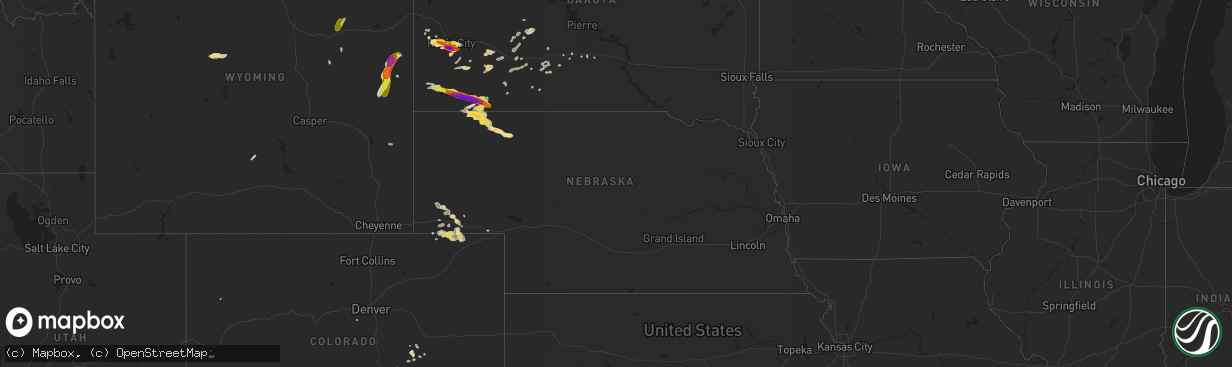 Hail map in Nebraska on August 8, 2016