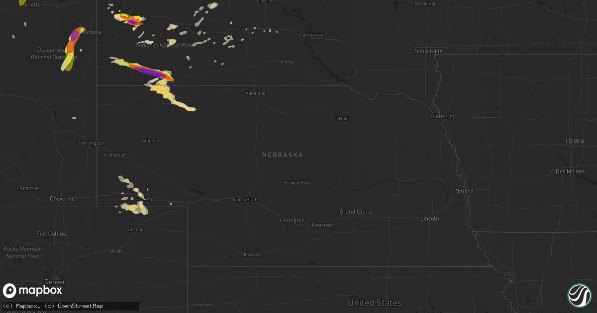 Hail map in Nebraska on August 8, 2016