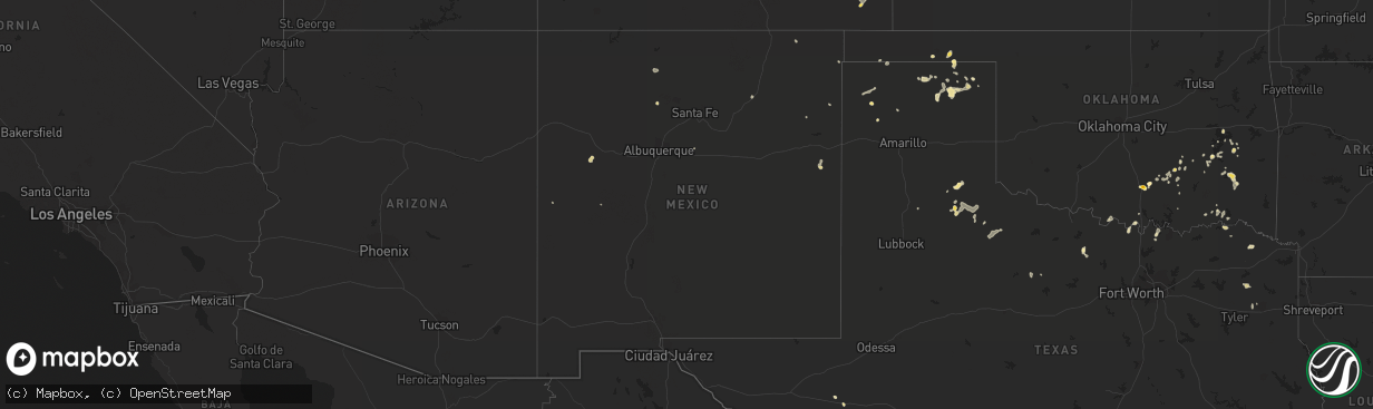 Hail map in New Mexico on August 8, 2016