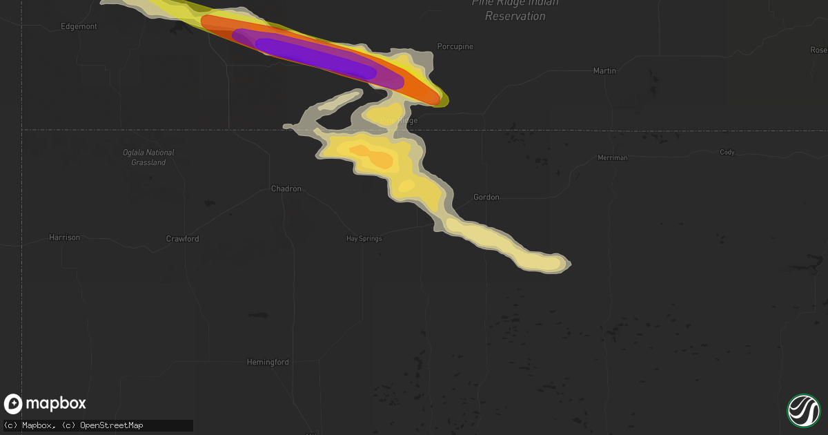 Hail map in Rushville, NE on August 8, 2016