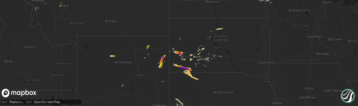 Hail map on August 8, 2016