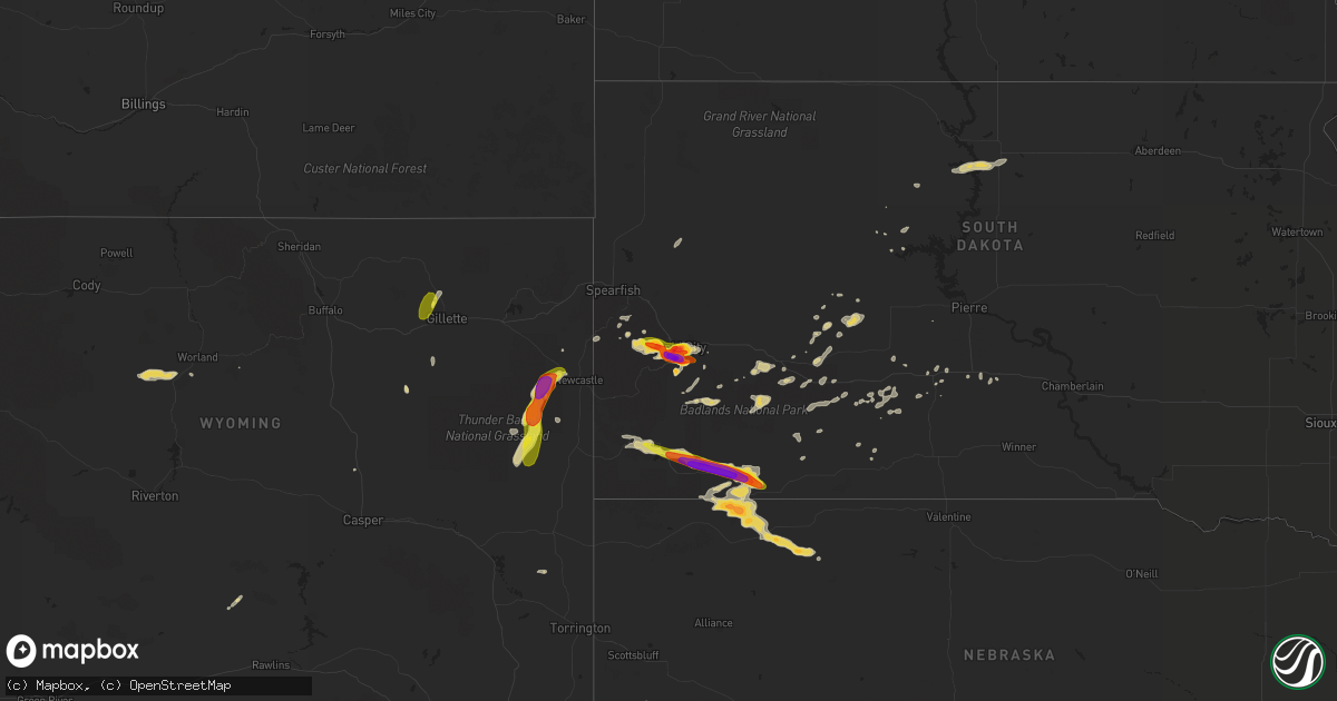 Hail map on August 8, 2016