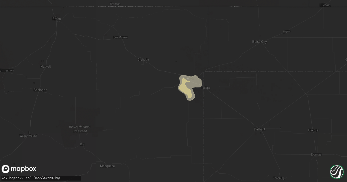 Hail map in Clayton, NM on August 8, 2017
