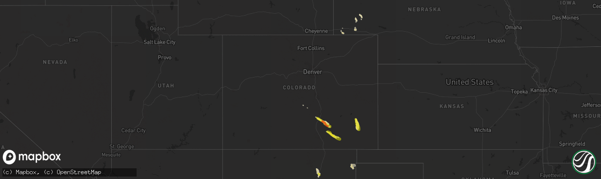 Hail map in Colorado on August 8, 2017