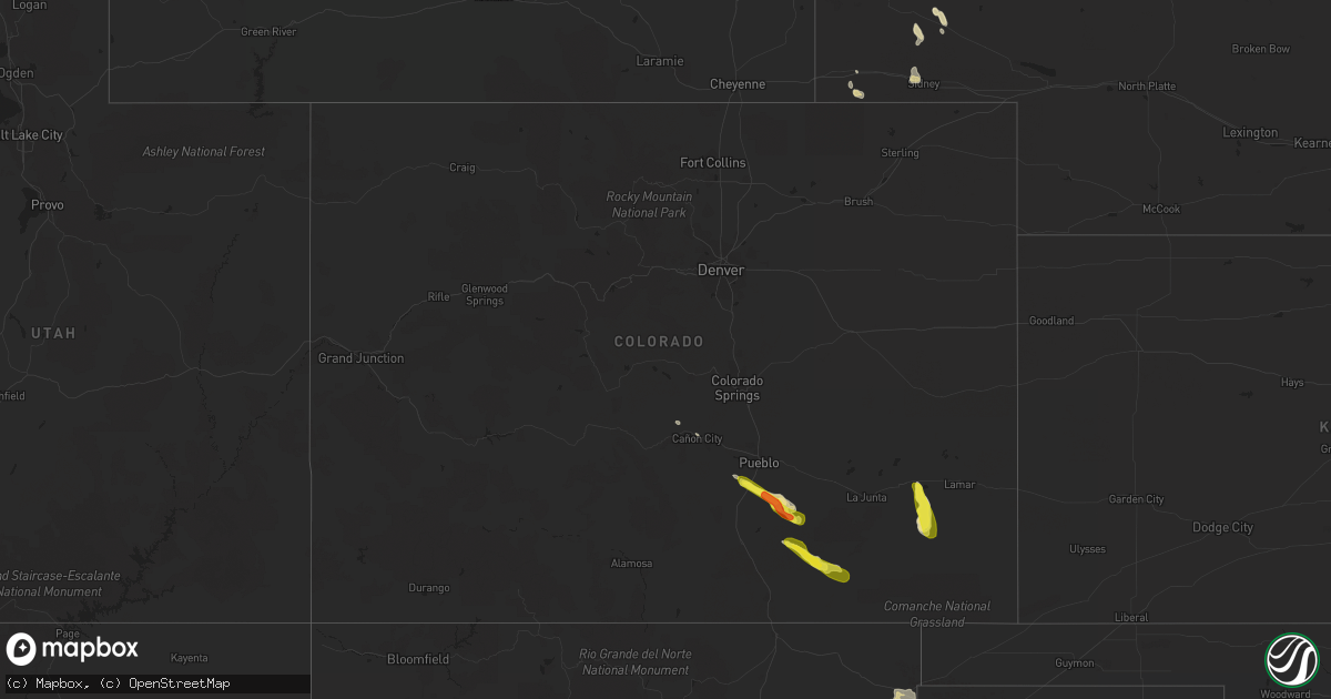 Hail map in Colorado on August 8, 2017