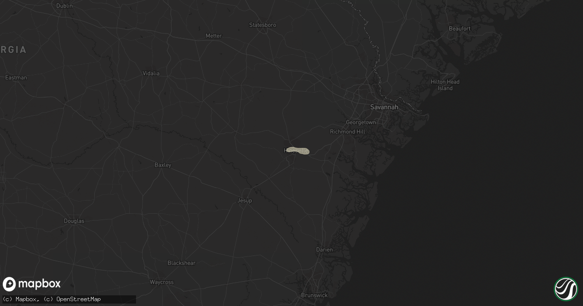 Hail map in Hinesville, GA on August 8, 2017