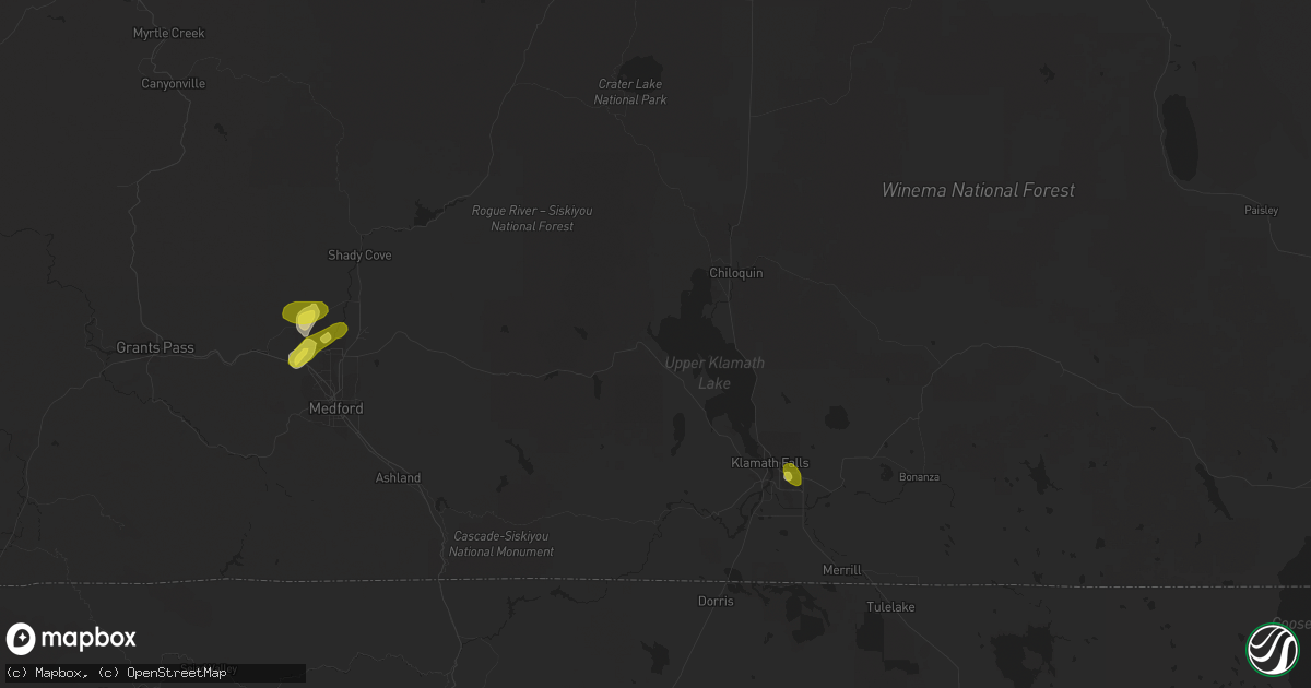 Hail map in Klamath Falls, OR on August 8, 2017