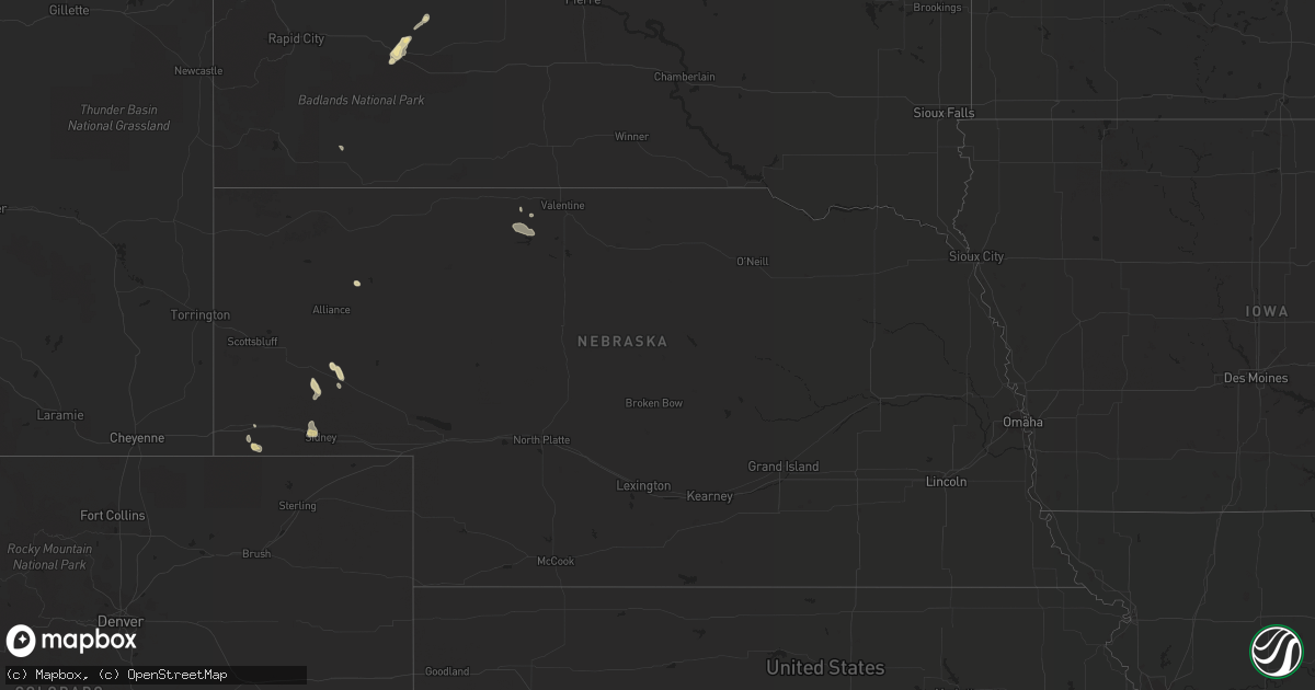 Hail map in Nebraska on August 8, 2017