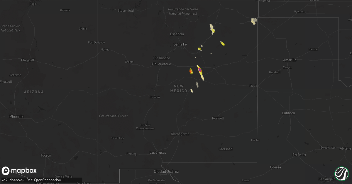 Hail map in New Mexico on August 8, 2017