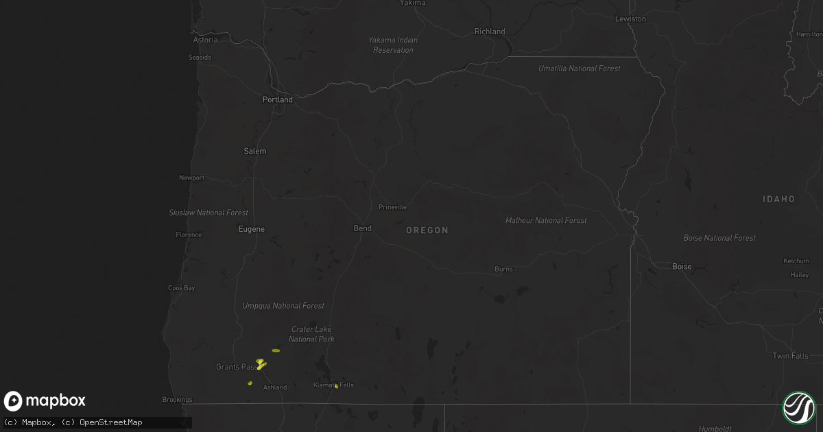 Hail map in Oregon on August 8, 2017