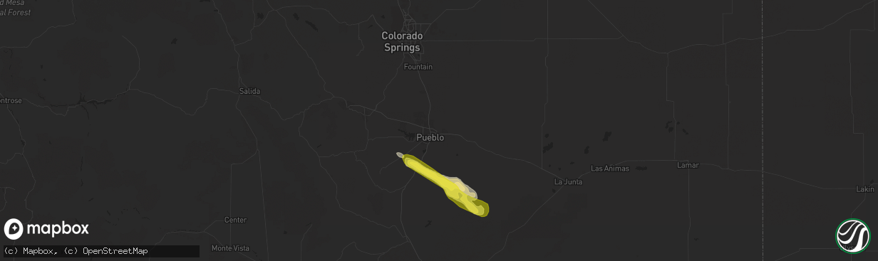 Hail map in Pueblo, CO on August 8, 2017