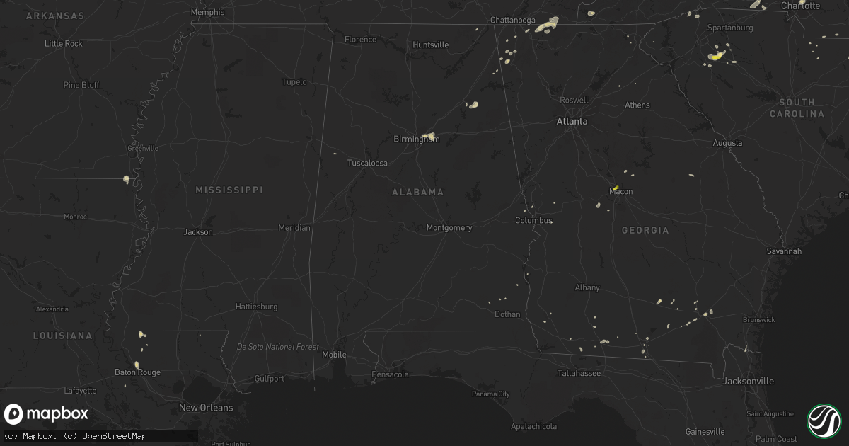 Hail map in Alabama on August 8, 2018