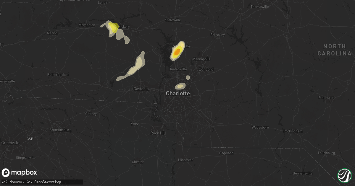 Hail map in Charlotte, NC on August 8, 2018