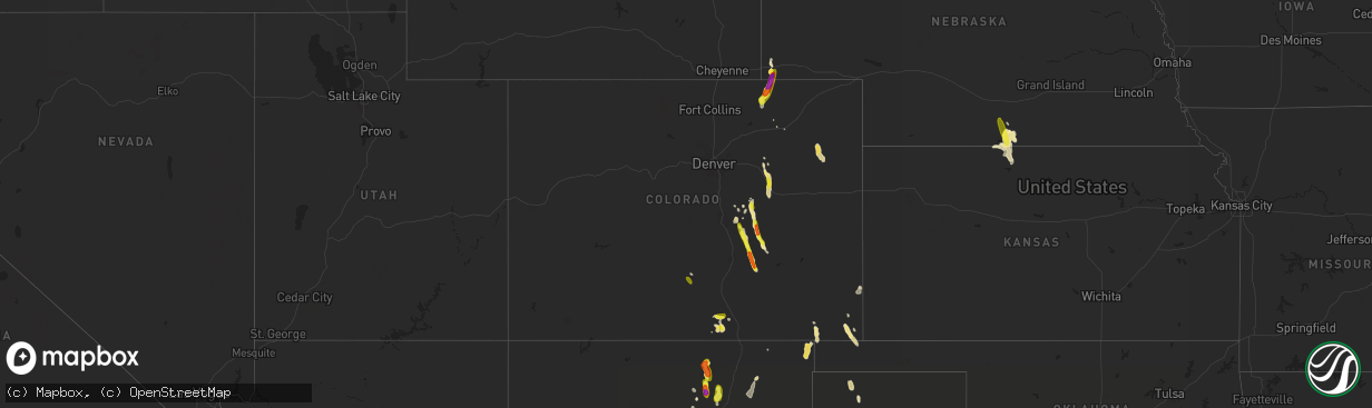 Hail map in Colorado on August 8, 2018