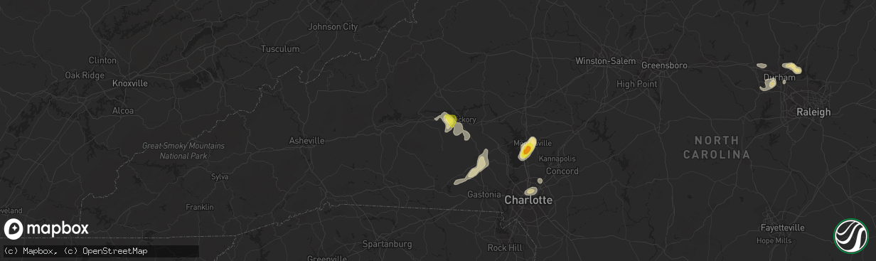 Hail map in Connelly Springs, NC on August 8, 2018