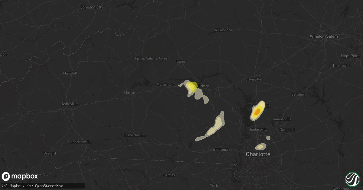 Hail map in Connelly Springs, NC on August 8, 2018