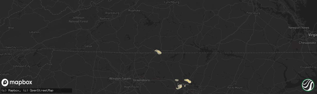 Hail map in Danville, VA on August 8, 2018