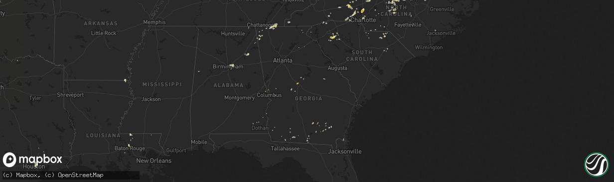 Hail map in Georgia on August 8, 2018