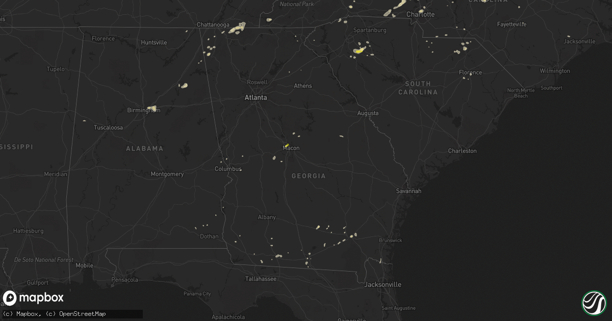 Hail map in Georgia on August 8, 2018