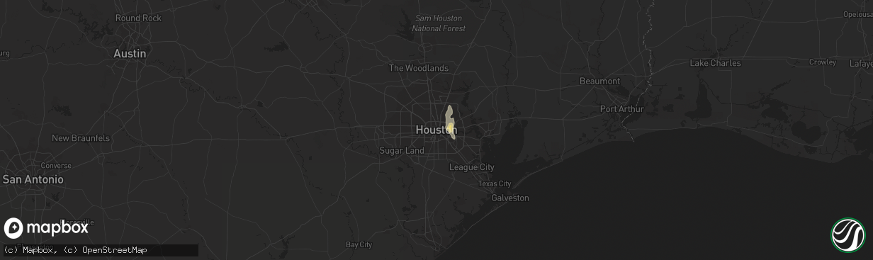 Hail map in Houston, TX on August 8, 2018